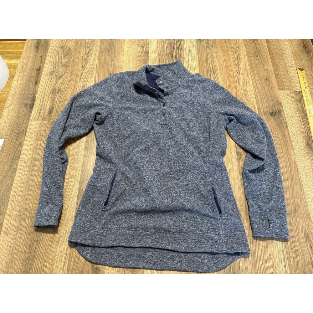 Duluth Trading Co. Sweater, Women's Medium, Blue, Quarter Button, Long Sleeve